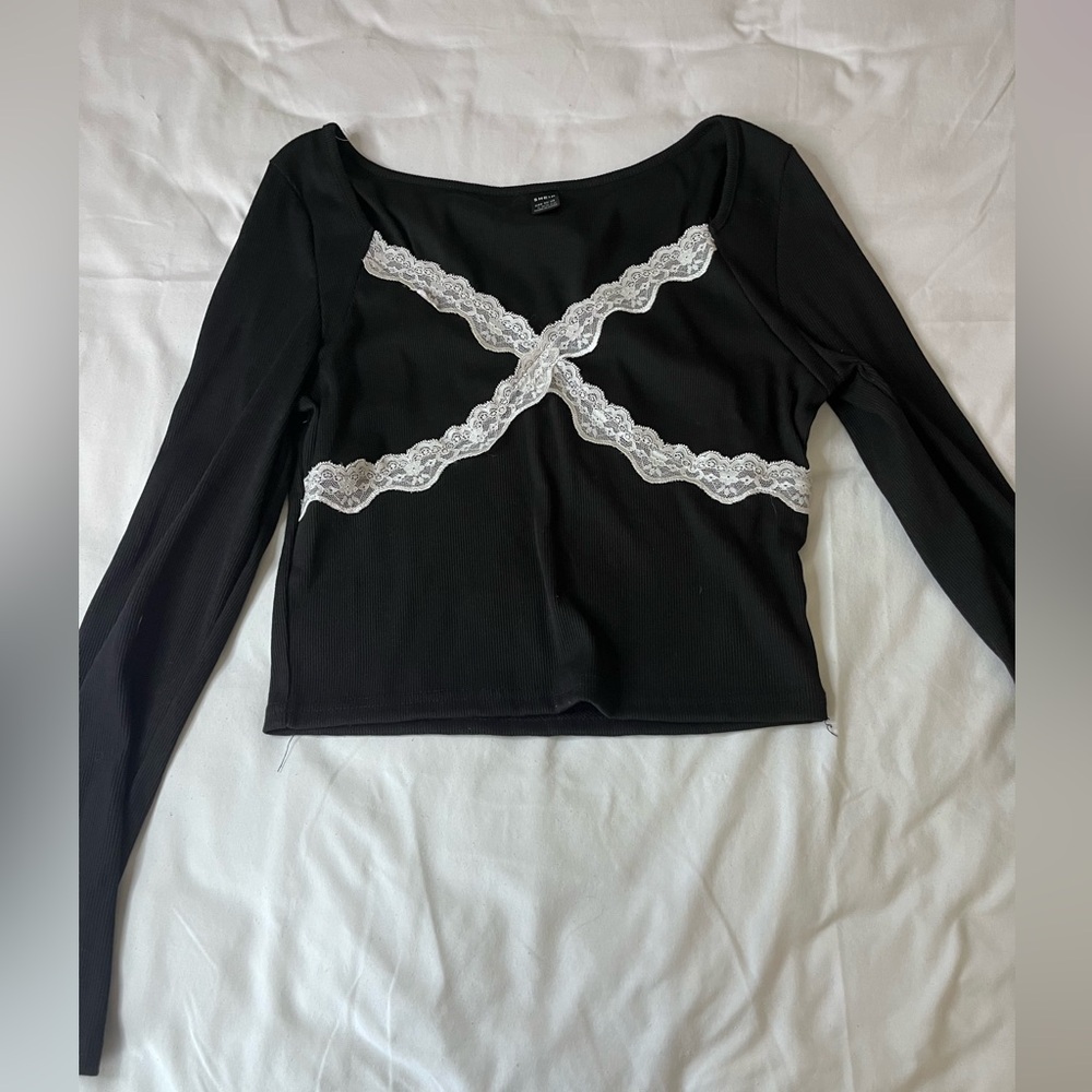 Cute black and white lace top